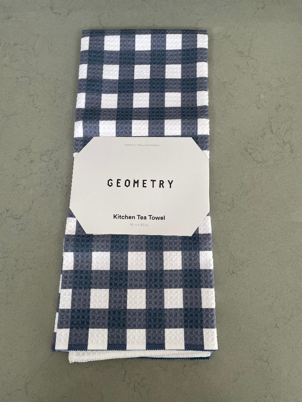 Geometry Kitchen Tea Towel- Navy Gigi Print, Made from Recycled Material